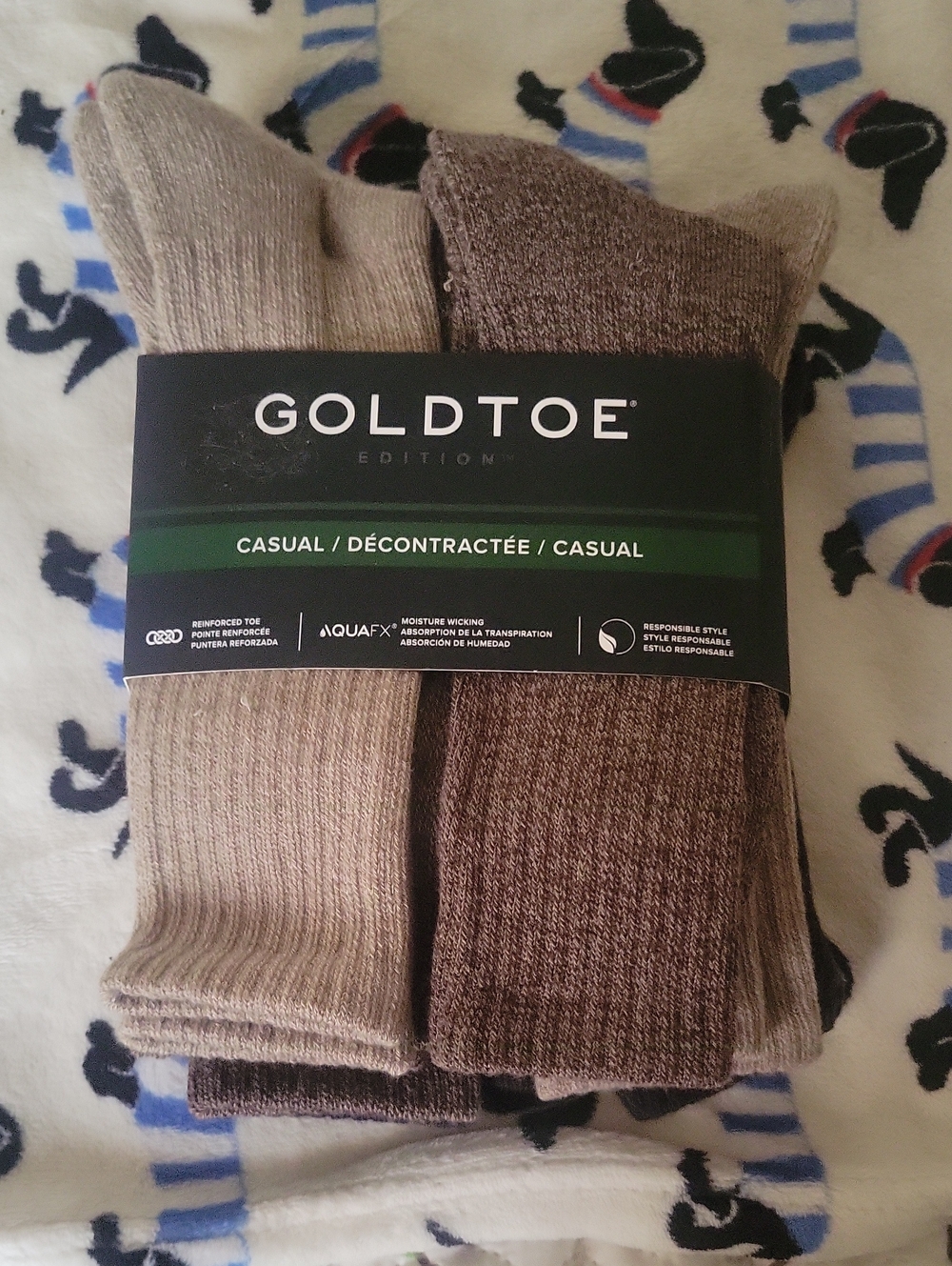 Gold Toe Casual Men's Socks in Beige, Brown and Blue Six Pack